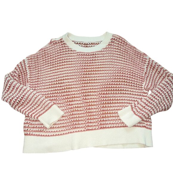 Old Navy Sweaters - Old Navy Womens Red & White Striped Open-Stitch Sweater-L-GUC